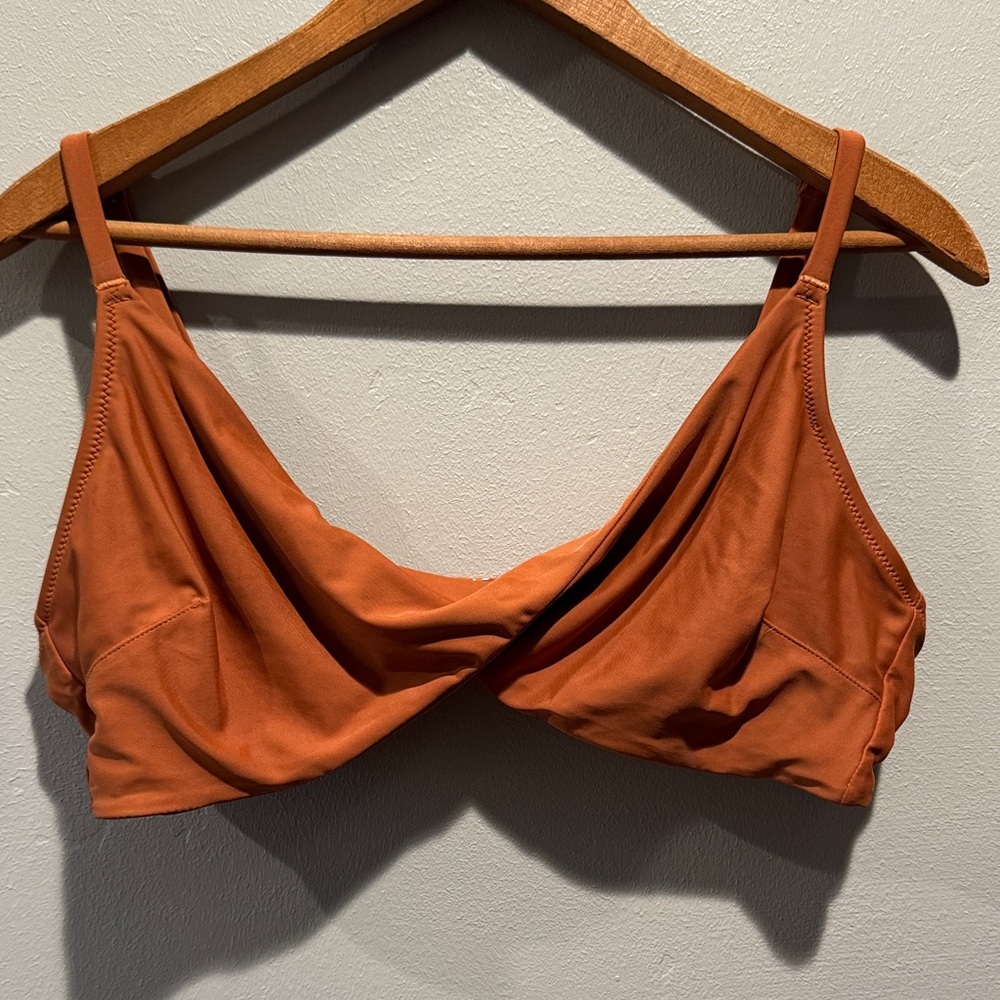 Aerie Scoop Rust Burnt Orange Twist Front Swim Top Swimsuit Bikini Bralette